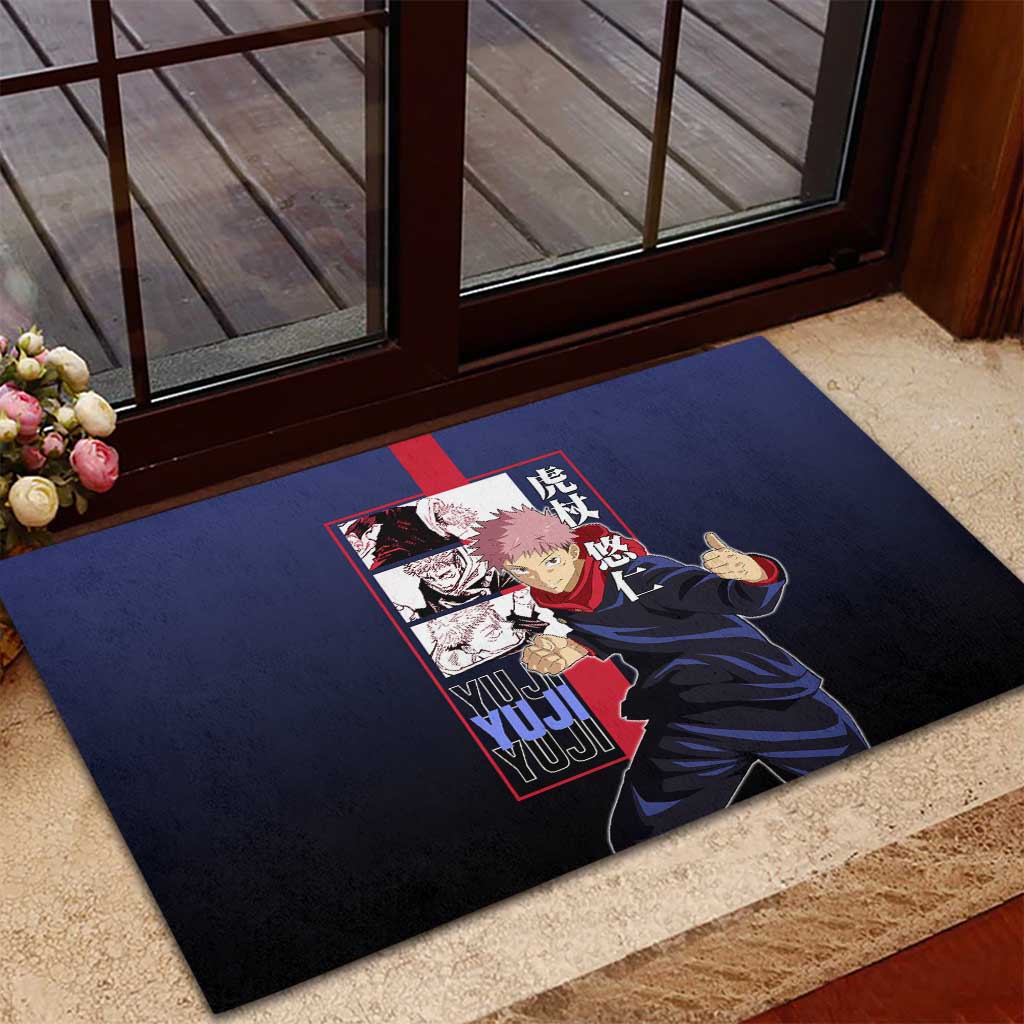 Yuji Itadori from Jujutsu Kaisen Rubber Doormat with Action Pose and Energetic Expressions Design - The Mazicc