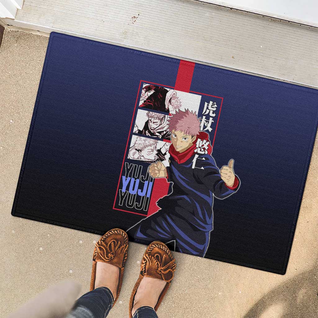 Yuji Itadori from Jujutsu Kaisen Rubber Doormat with Action Pose and Energetic Expressions Design - The Mazicc