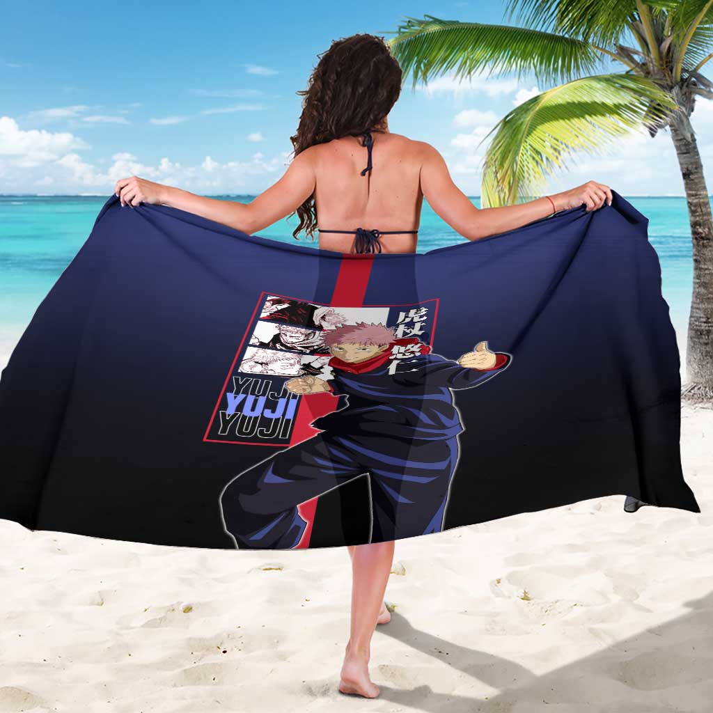 Yuji Itadori from Jujutsu Kaisen Sarong with Action Pose and Energetic Expressions Design - The Mazicc