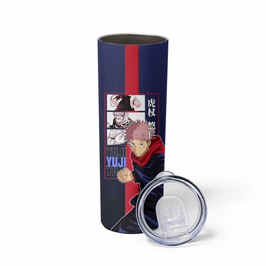 Yuji Itadori from Jujutsu Kaisen Skinny Tumbler with Action Pose and Energetic Expressions Design - The Mazicc