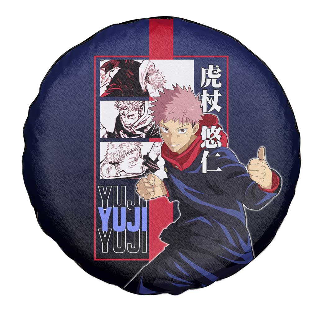Yuji Itadori from Jujutsu Kaisen Spare Tire Cover with Action Pose and Energetic Expressions Design - The Mazicc