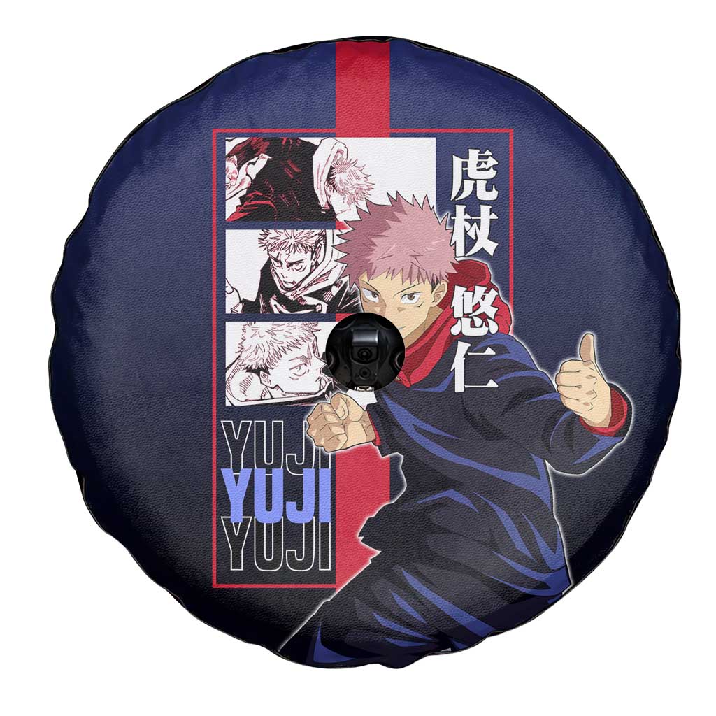 Yuji Itadori from Jujutsu Kaisen Spare Tire Cover with Action Pose and Energetic Expressions Design - The Mazicc