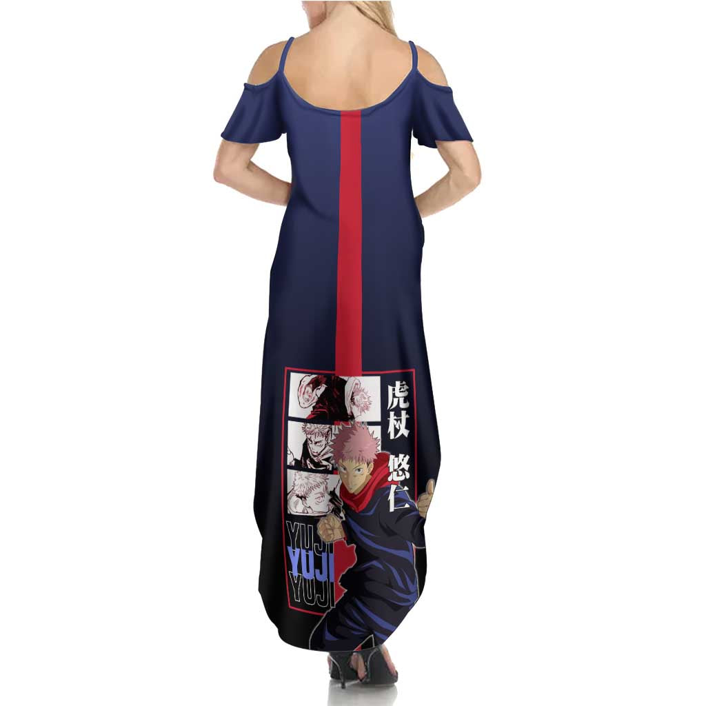 Yuji Itadori from Jujutsu Kaisen Summer Maxi Dress with Action Pose and Energetic Expressions Design - The Mazicc