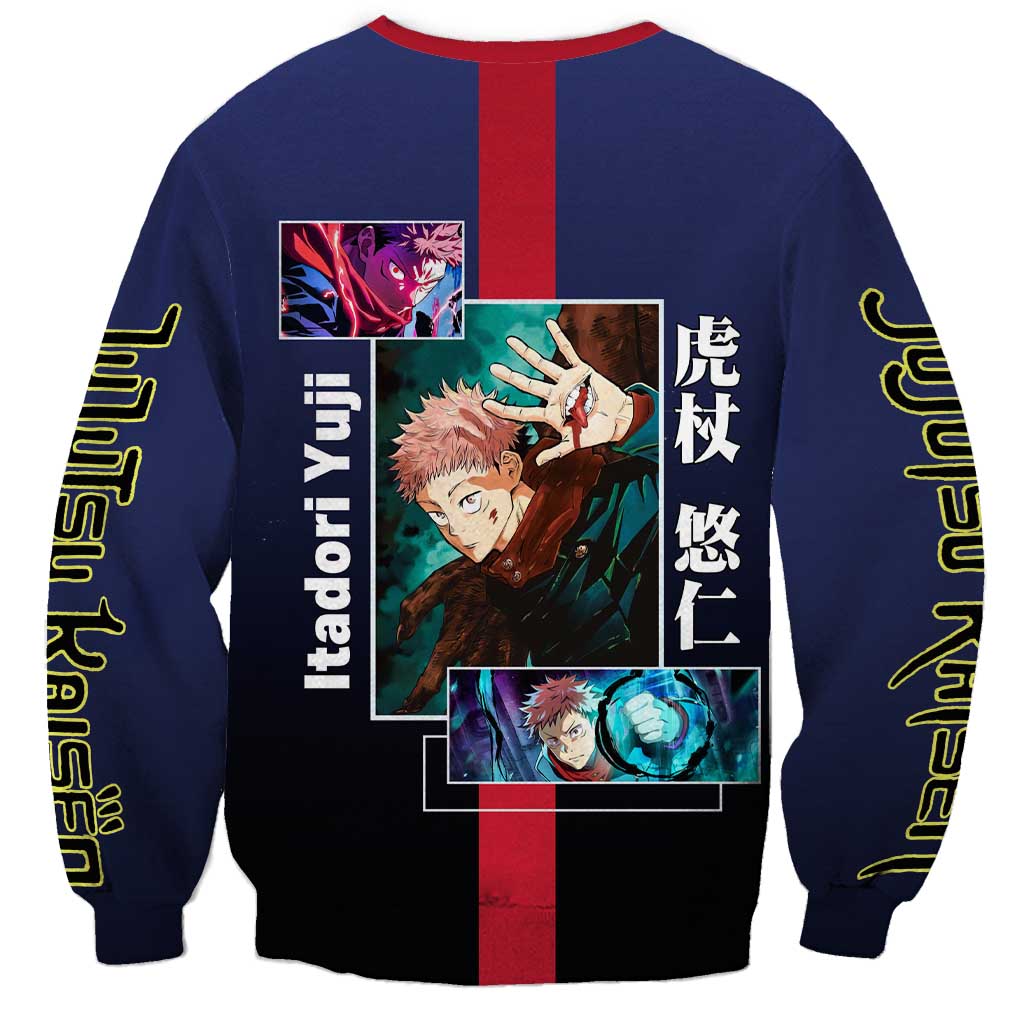 Yuji Itadori from Jujutsu Kaisen Sweatshirt with Action Pose and Energetic Expressions Design - The Mazicc