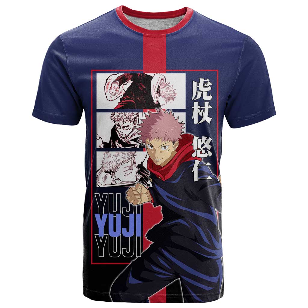 Yuji Itadori from Jujutsu Kaisen T Shirt with Action Pose and Energetic Expressions Design - The Mazicc