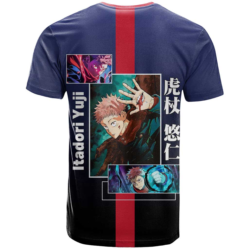 Yuji Itadori from Jujutsu Kaisen T Shirt with Action Pose and Energetic Expressions Design - The Mazicc