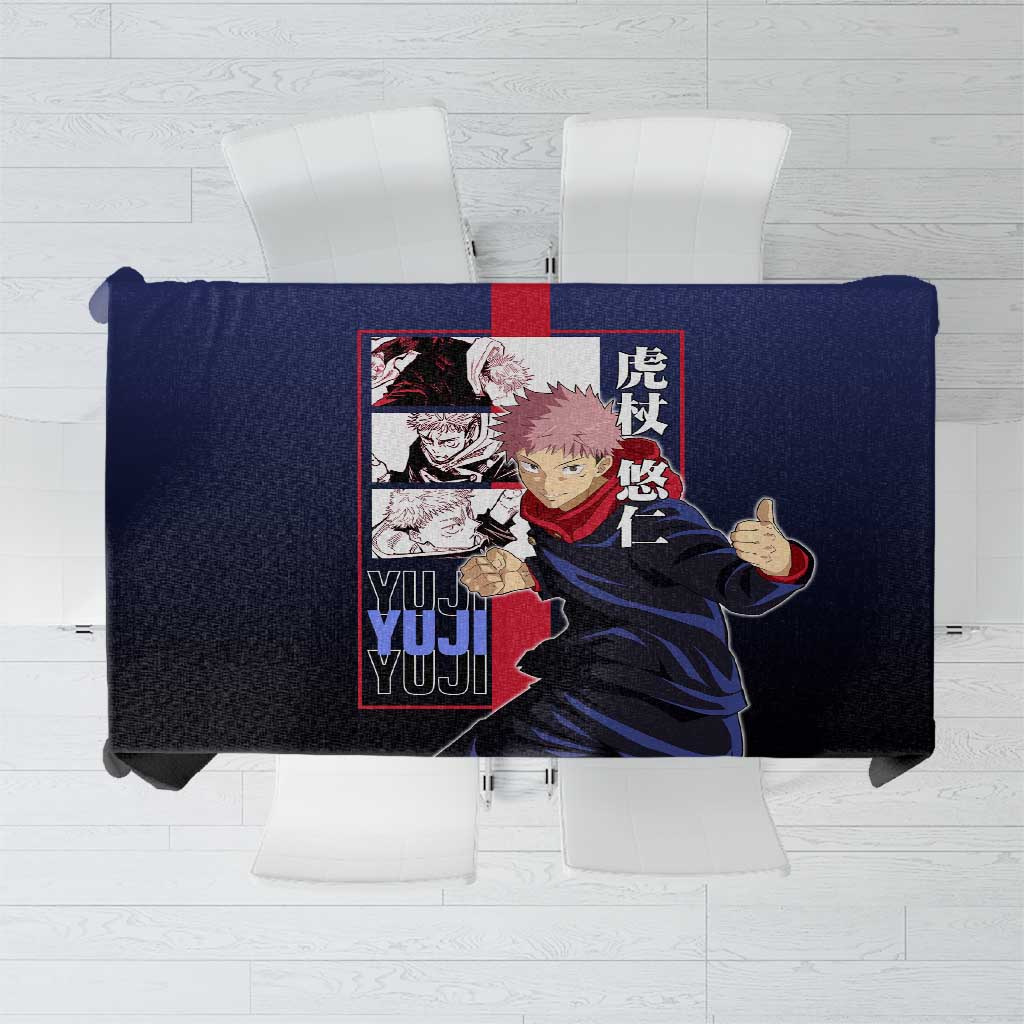 Yuji Itadori from Jujutsu Kaisen Tablecloth with Action Pose and Energetic Expressions Design - The Mazicc