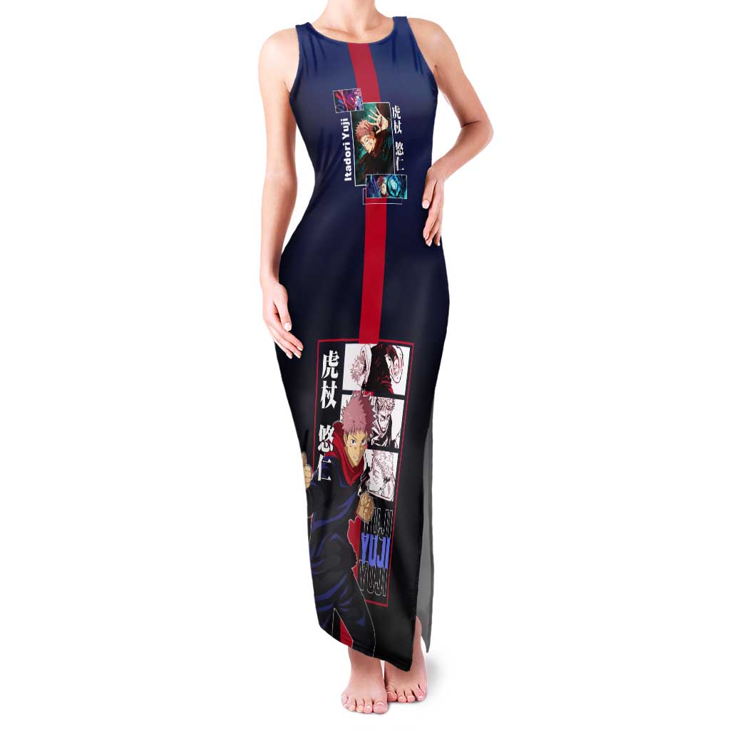 Yuji Itadori from Jujutsu Kaisen Tank Maxi Dress with Action Pose and Energetic Expressions Design - The Mazicc