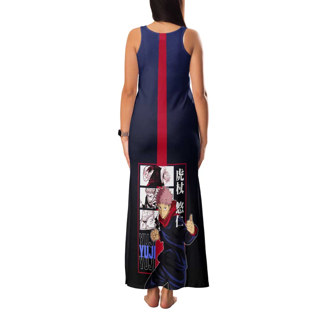Yuji Itadori from Jujutsu Kaisen Tank Maxi Dress with Action Pose and Energetic Expressions Design - The Mazicc