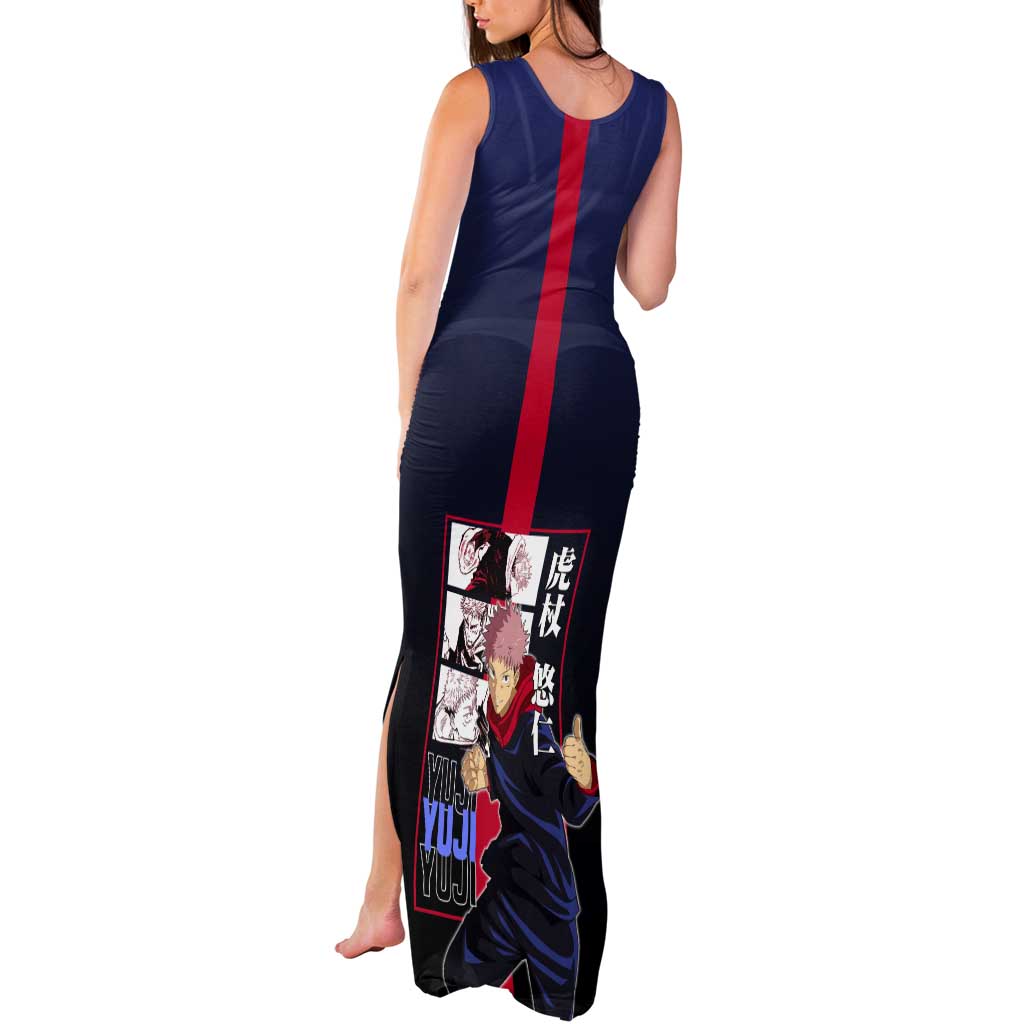 Yuji Itadori from Jujutsu Kaisen Tank Maxi Dress with Action Pose and Energetic Expressions Design - The Mazicc