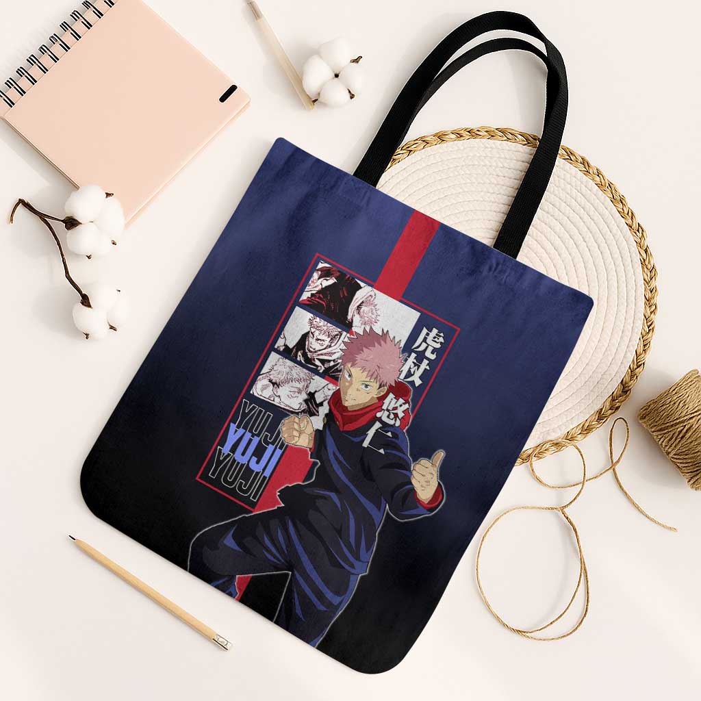 Yuji Itadori from Jujutsu Kaisen Tote Bag with Action Pose and Energetic Expressions Design - The Mazicc