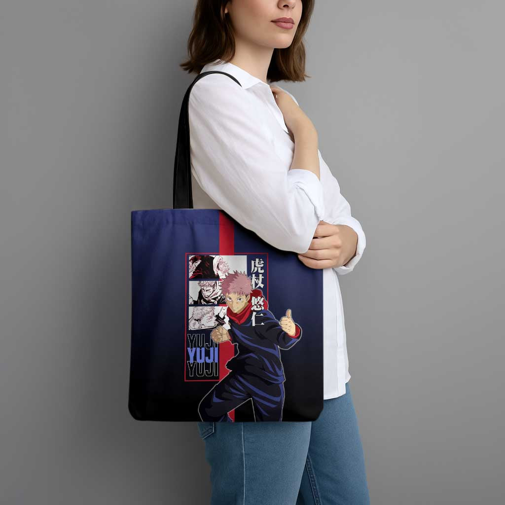 Yuji Itadori from Jujutsu Kaisen Tote Bag with Action Pose and Energetic Expressions Design - The Mazicc