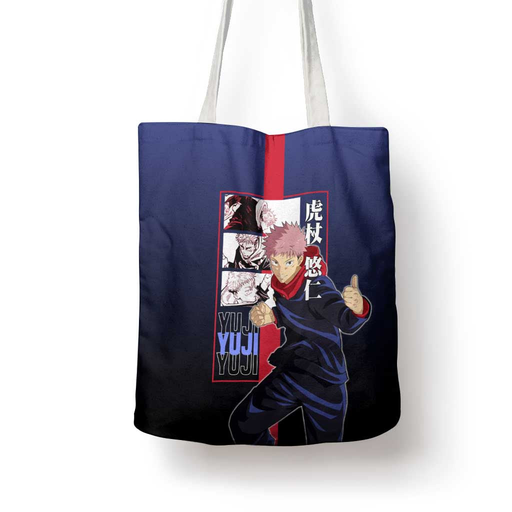 Yuji Itadori from Jujutsu Kaisen Tote Bag with Action Pose and Energetic Expressions Design - The Mazicc