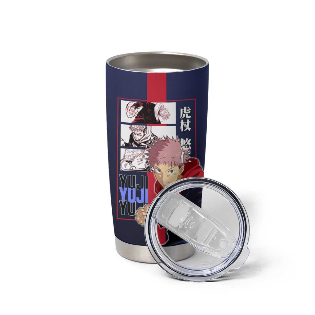 Yuji Itadori from Jujutsu Kaisen Tumbler Cup with Action Pose and Energetic Expressions Design - The Mazicc