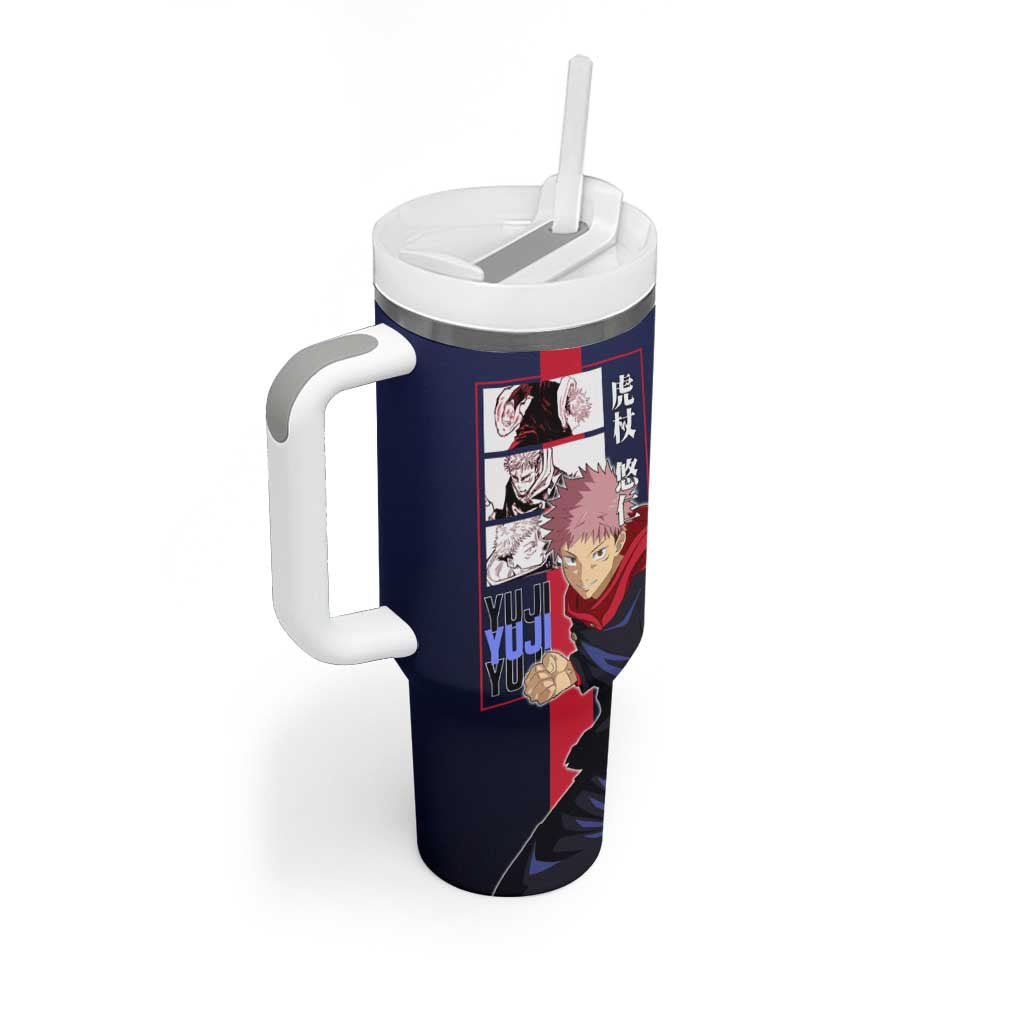 Yuji Itadori from Jujutsu Kaisen Tumbler With Handle with Action Pose and Energetic Expressions Design - The Mazicc