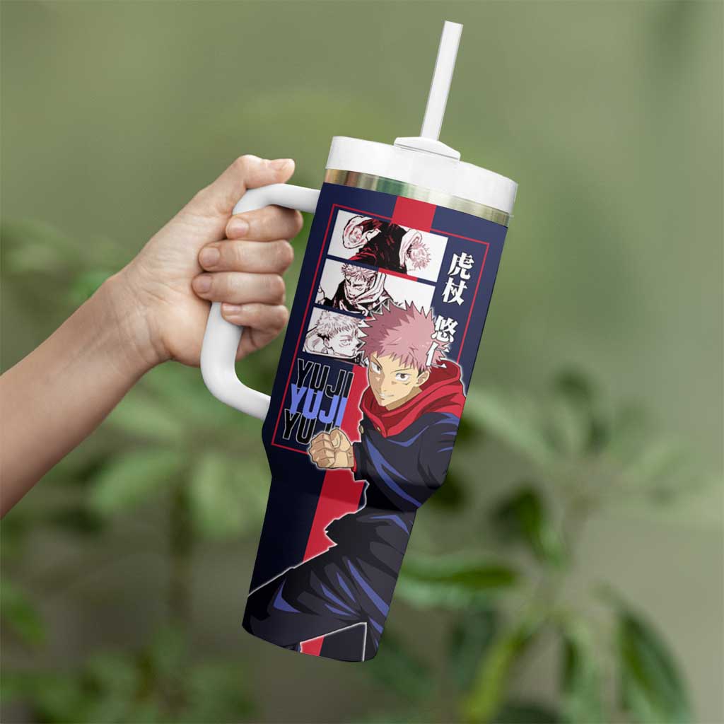 Yuji Itadori from Jujutsu Kaisen Tumbler With Handle with Action Pose and Energetic Expressions Design - The Mazicc