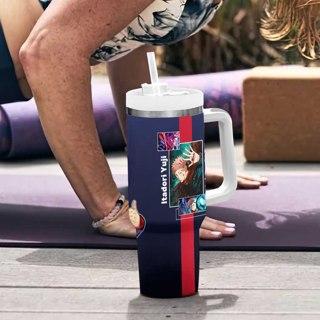 Yuji Itadori from Jujutsu Kaisen Tumbler With Handle with Action Pose and Energetic Expressions Design - The Mazicc