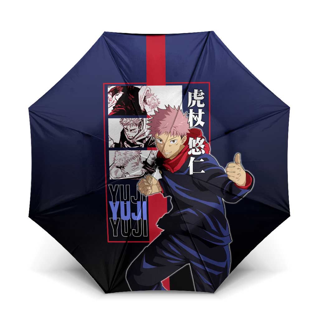Yuji Itadori from Jujutsu Kaisen Umbrella with Action Pose and Energetic Expressions Design - The Mazicc