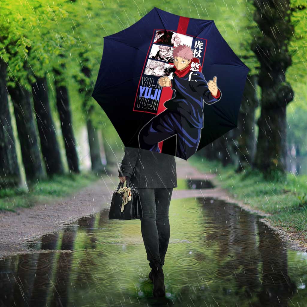 Yuji Itadori from Jujutsu Kaisen Umbrella with Action Pose and Energetic Expressions Design - The Mazicc