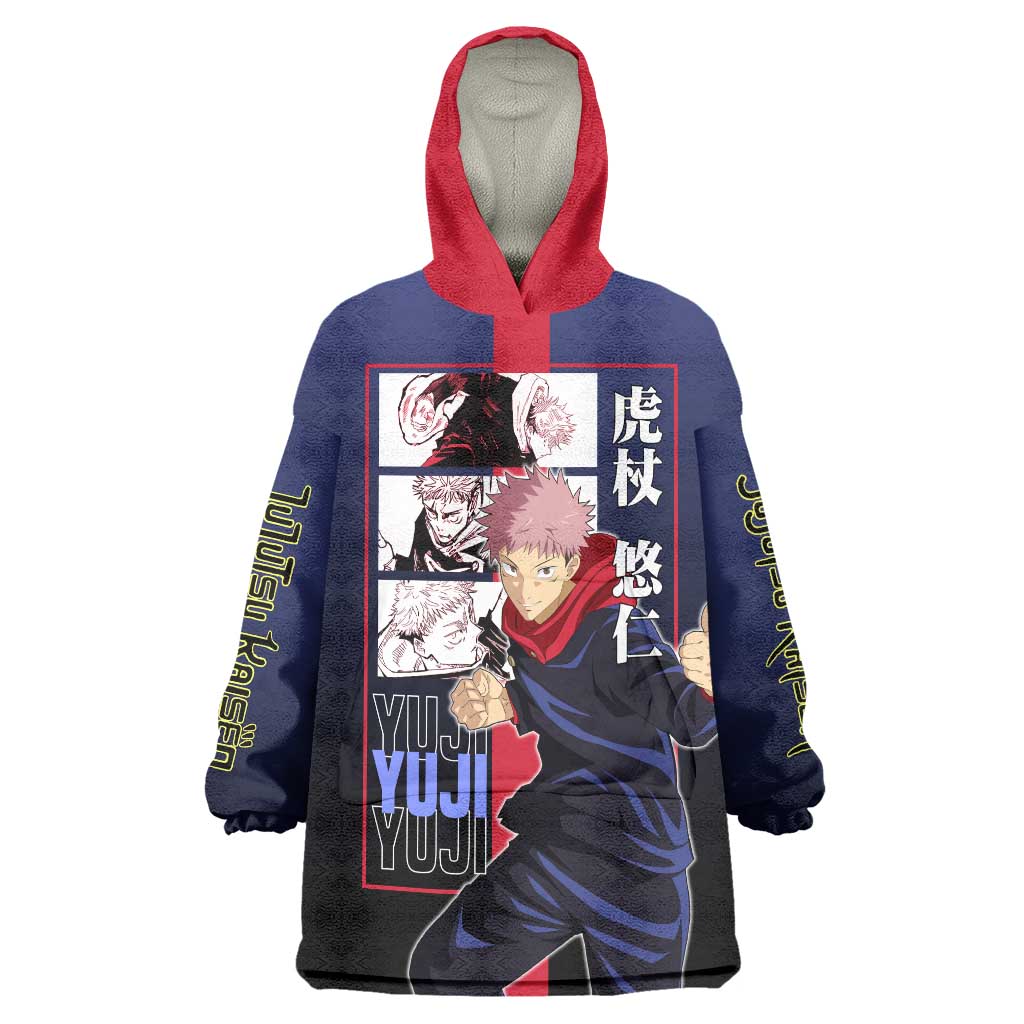 Yuji Itadori from Jujutsu Kaisen Wearable Blanket Hoodie with Action Pose and Energetic Expressions Design - The Mazicc