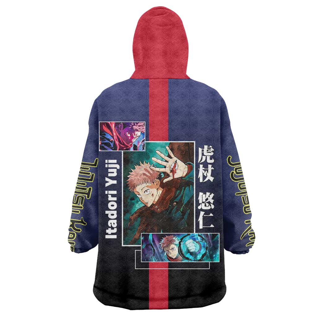 Yuji Itadori from Jujutsu Kaisen Wearable Blanket Hoodie with Action Pose and Energetic Expressions Design - The Mazicc