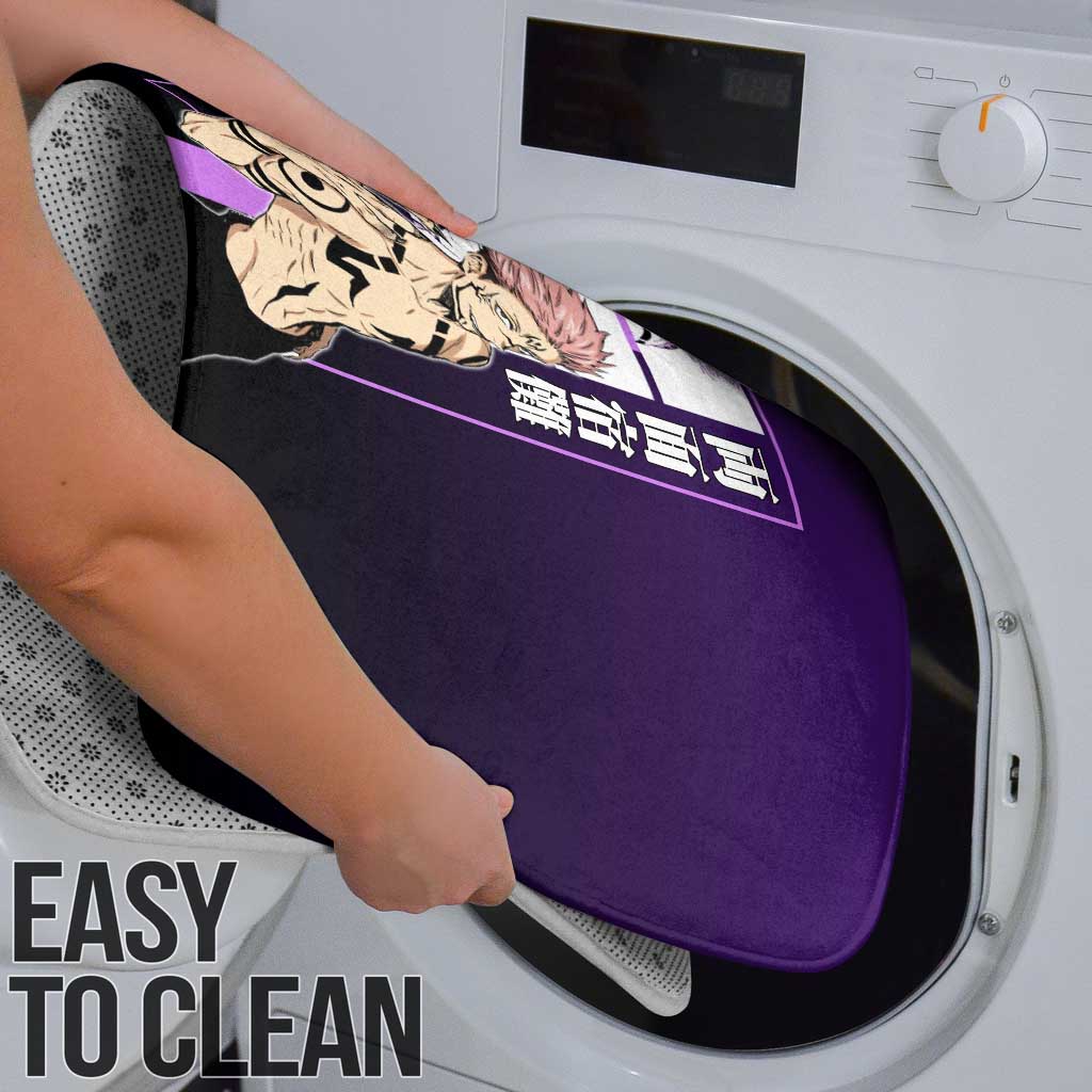 Ryomen Sukuna from Jujutsu Kaisen Bathroom Set with Purple Background and Multiple Poses Design - The Mazicc