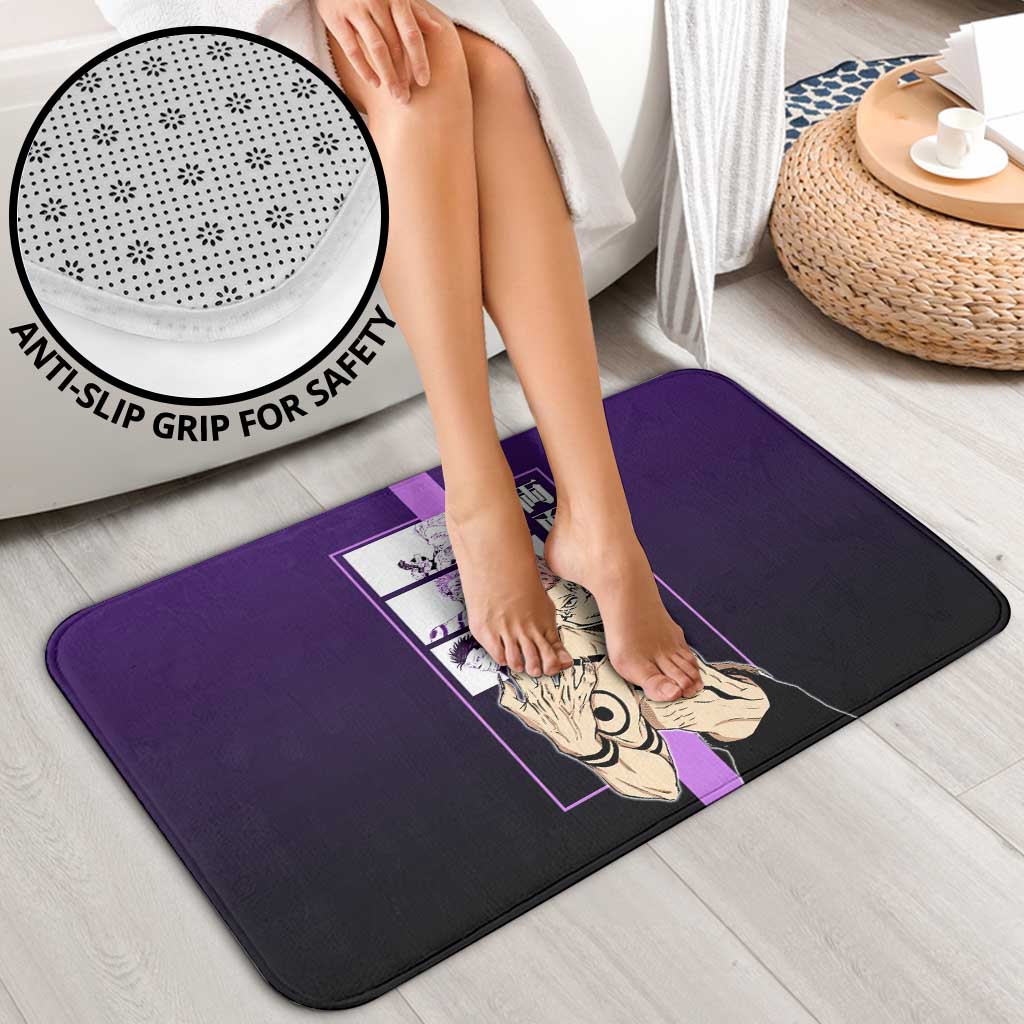Ryomen Sukuna from Jujutsu Kaisen Bathroom Set with Purple Background and Multiple Poses Design - The Mazicc