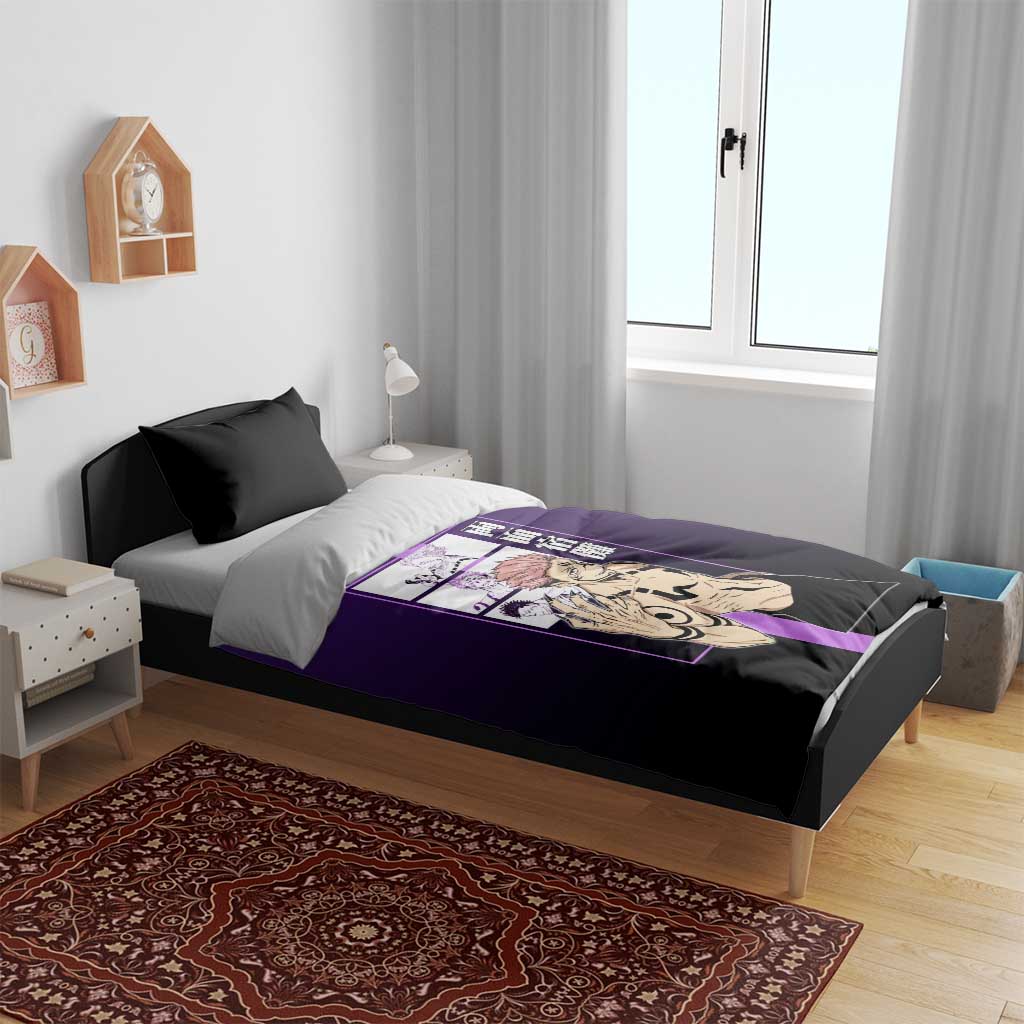 Ryomen Sukuna from Jujutsu Kaisen Bedding Set with Purple Background and Multiple Poses Design - The Mazicc