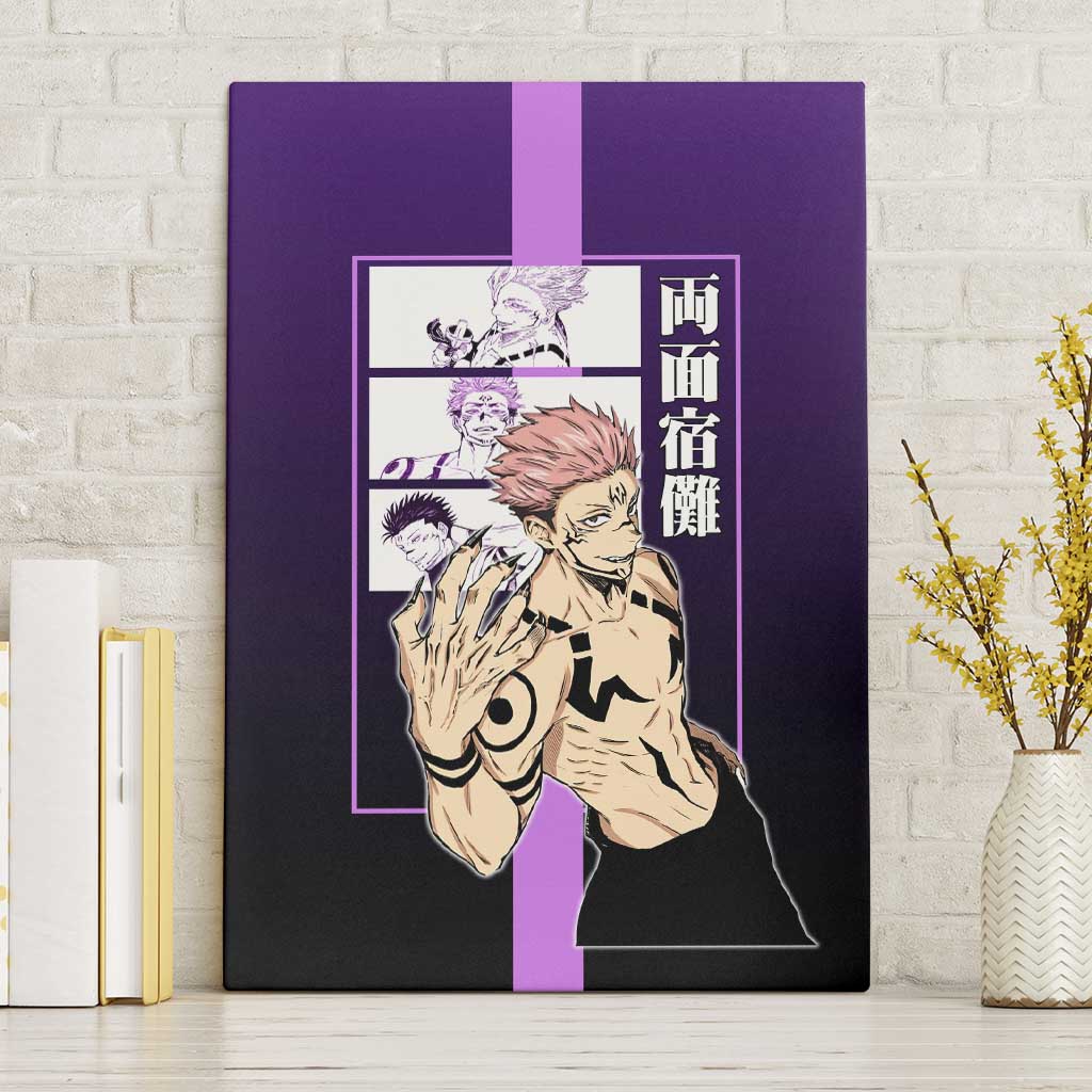 Ryomen Sukuna from Jujutsu Kaisen Canvas Wall Art with Purple Background and Multiple Poses Design - The Mazicc