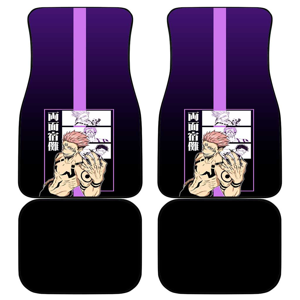 Ryomen Sukuna from Jujutsu Kaisen Car Mats with Purple Background and Multiple Poses Design - The Mazicc