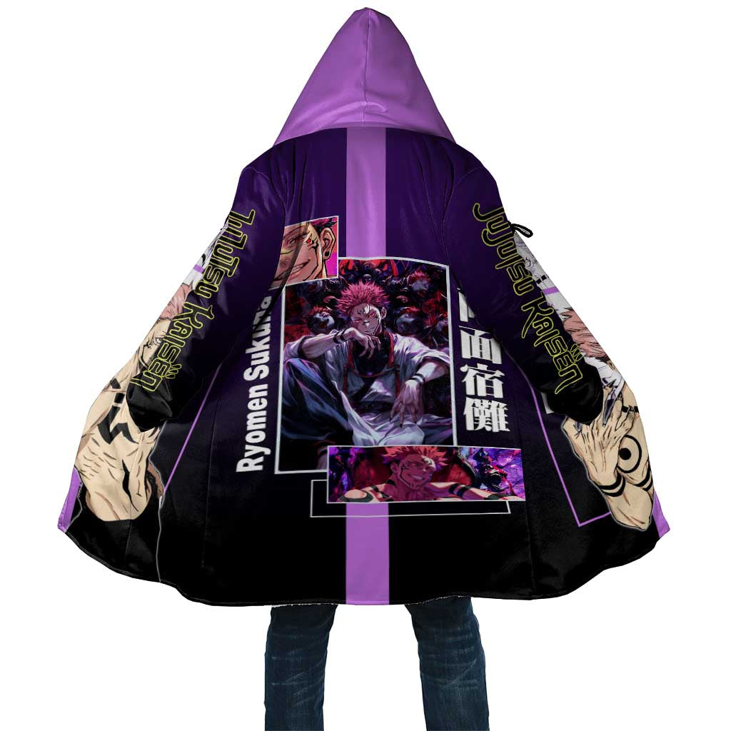 Ryomen Sukuna from Jujutsu Kaisen Cloak with Purple Background and Multiple Poses Design - The Mazicc