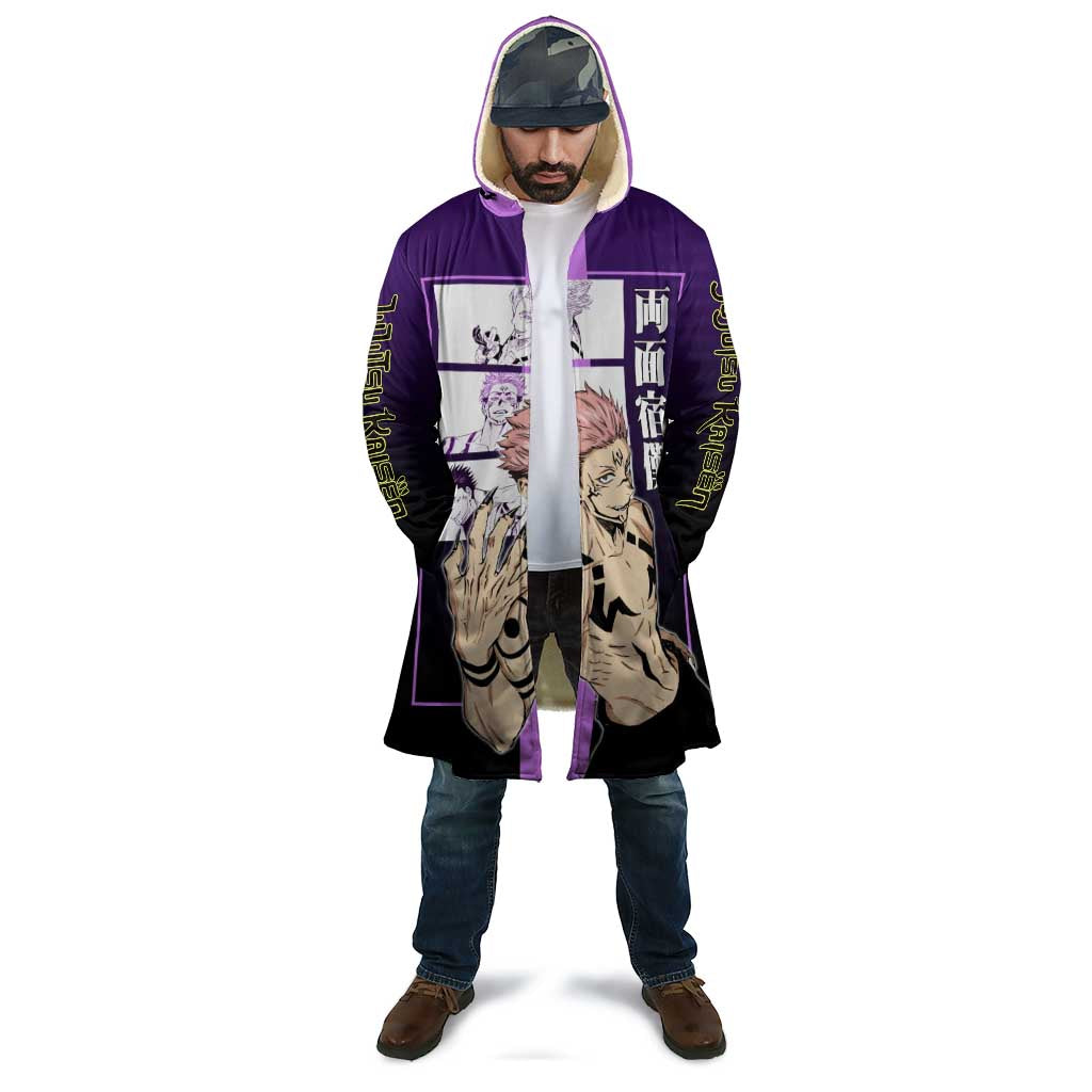 Ryomen Sukuna from Jujutsu Kaisen Cloak with Purple Background and Multiple Poses Design - The Mazicc