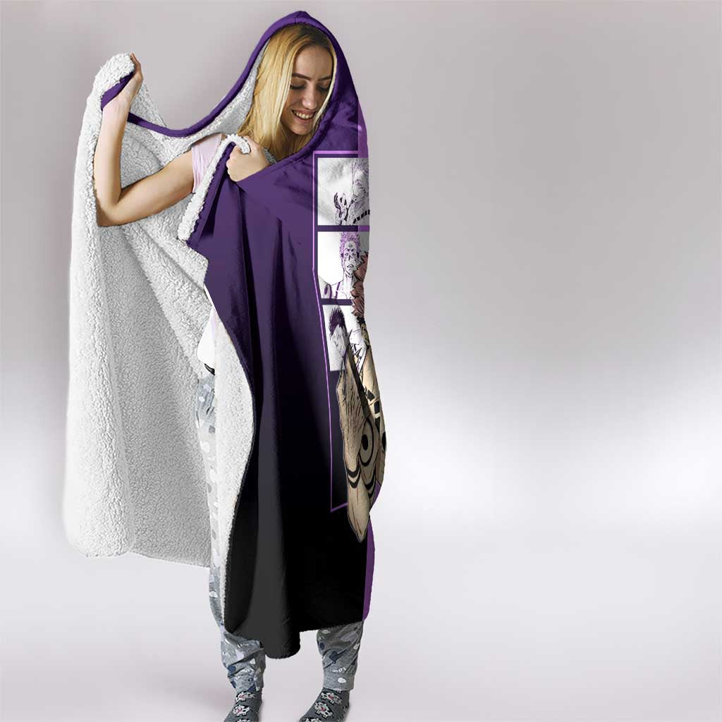 Ryomen Sukuna from Jujutsu Kaisen Hooded Blanket with Purple Background and Multiple Poses Design - The Mazicc