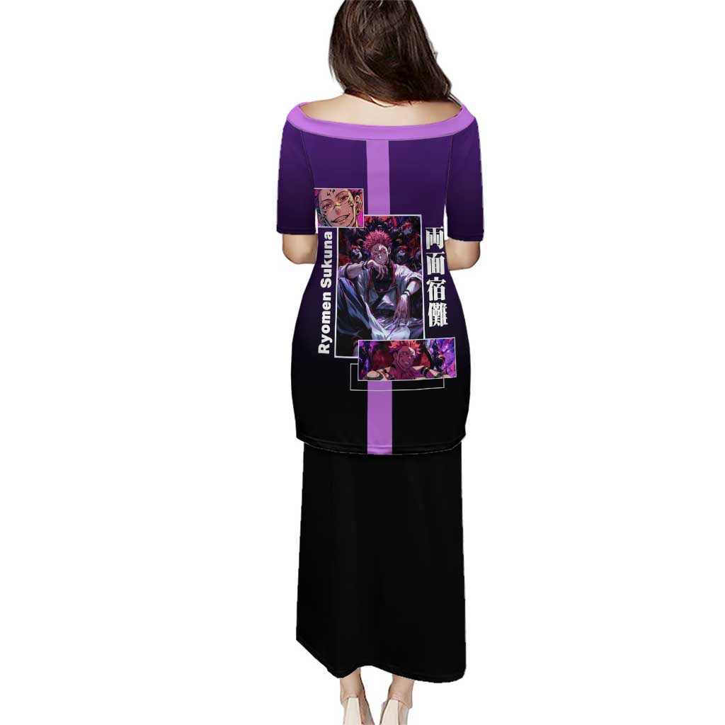Ryomen Sukuna from Jujutsu Kaisen Puletasi with Purple Background and Multiple Poses Design - The Mazicc