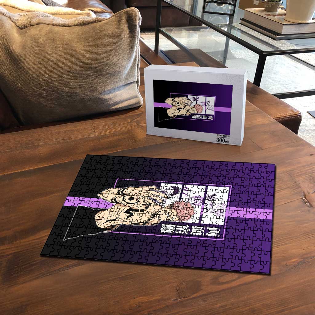 Ryomen Sukuna from Jujutsu Kaisen Puzzle with Purple Background and Multiple Poses Design - The Mazicc