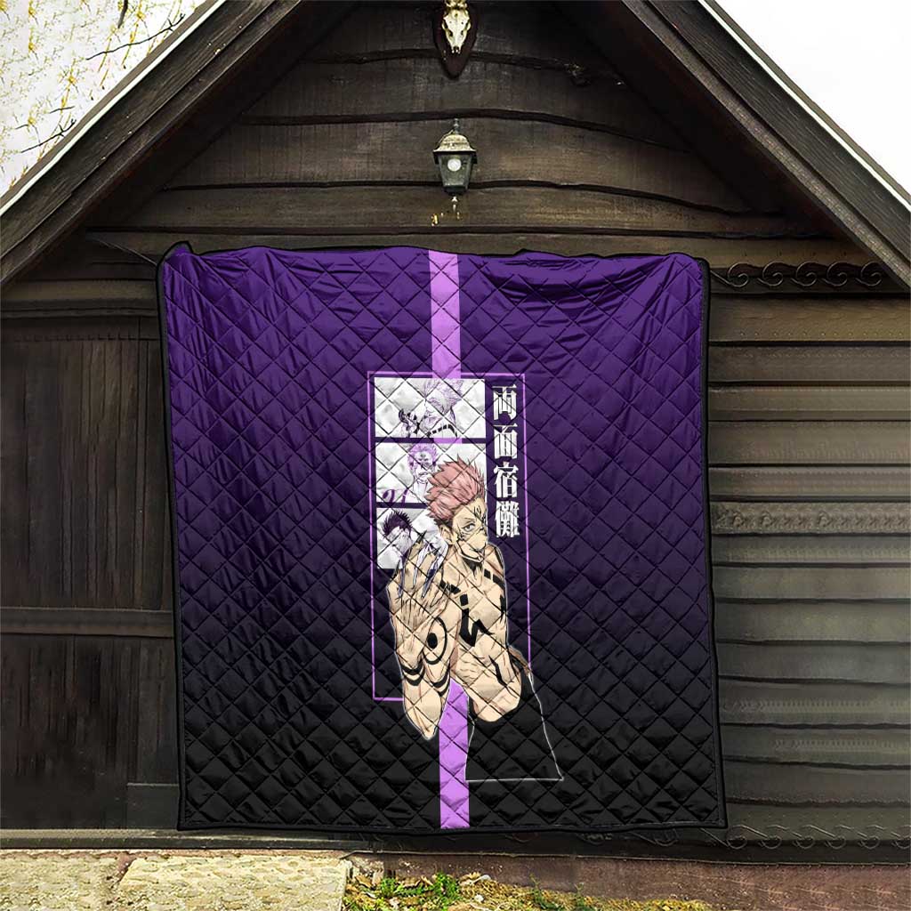 Ryomen Sukuna from Jujutsu Kaisen Quilt with Purple Background and Multiple Poses Design - The Mazicc