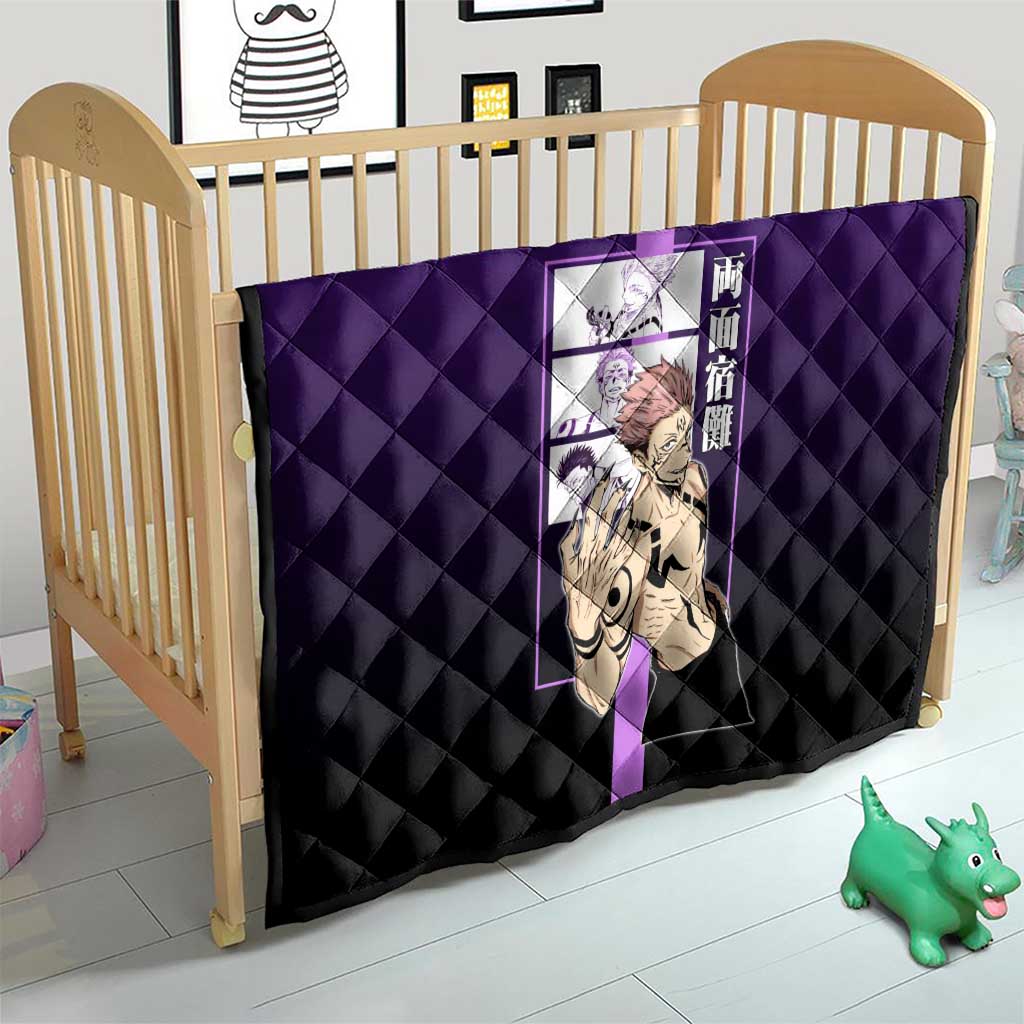 Ryomen Sukuna from Jujutsu Kaisen Quilt with Purple Background and Multiple Poses Design - The Mazicc