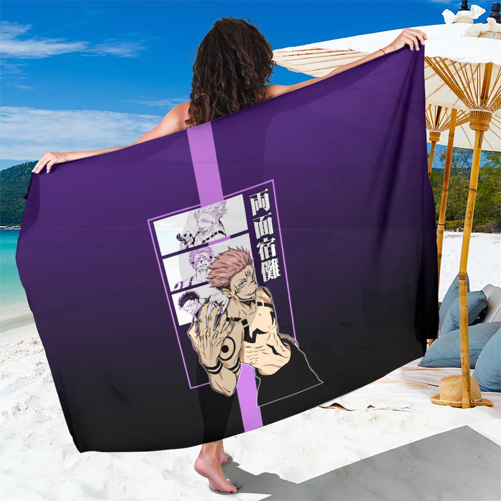 Ryomen Sukuna from Jujutsu Kaisen Sarong with Purple Background and Multiple Poses Design - The Mazicc
