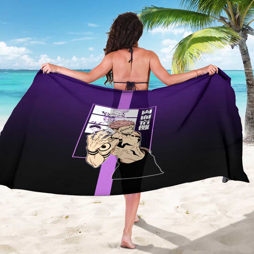 Ryomen Sukuna from Jujutsu Kaisen Sarong with Purple Background and Multiple Poses Design - The Mazicc