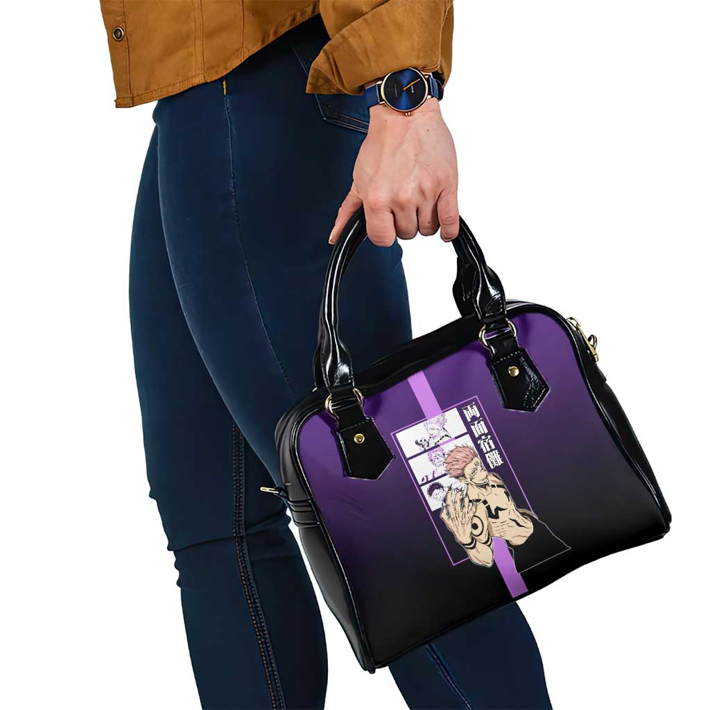 Ryomen Sukuna from Jujutsu Kaisen Shoulder Handbag with Purple Background and Multiple Poses Design - The Mazicc