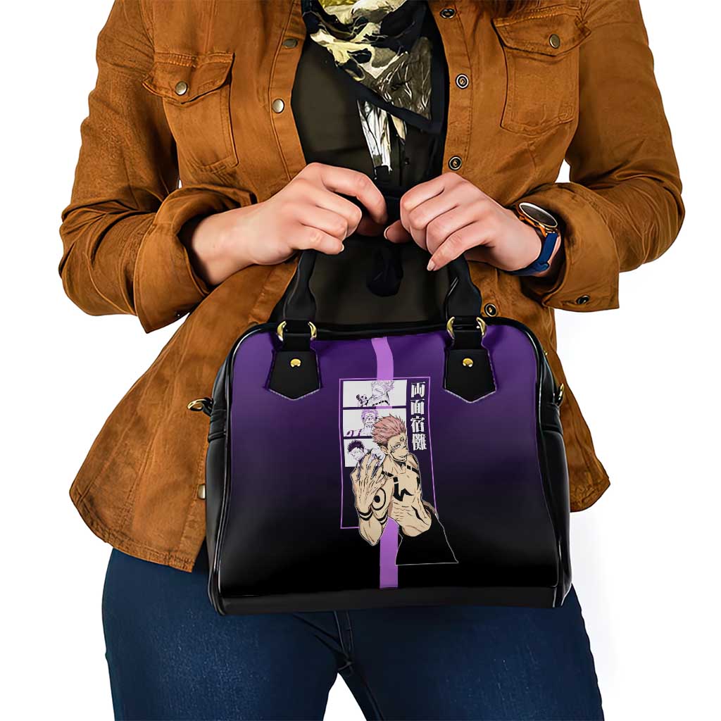 Ryomen Sukuna from Jujutsu Kaisen Shoulder Handbag with Purple Background and Multiple Poses Design - The Mazicc