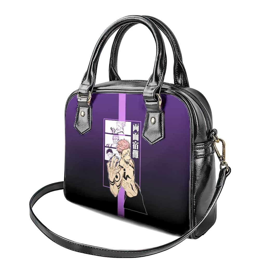 Ryomen Sukuna from Jujutsu Kaisen Shoulder Handbag with Purple Background and Multiple Poses Design - The Mazicc