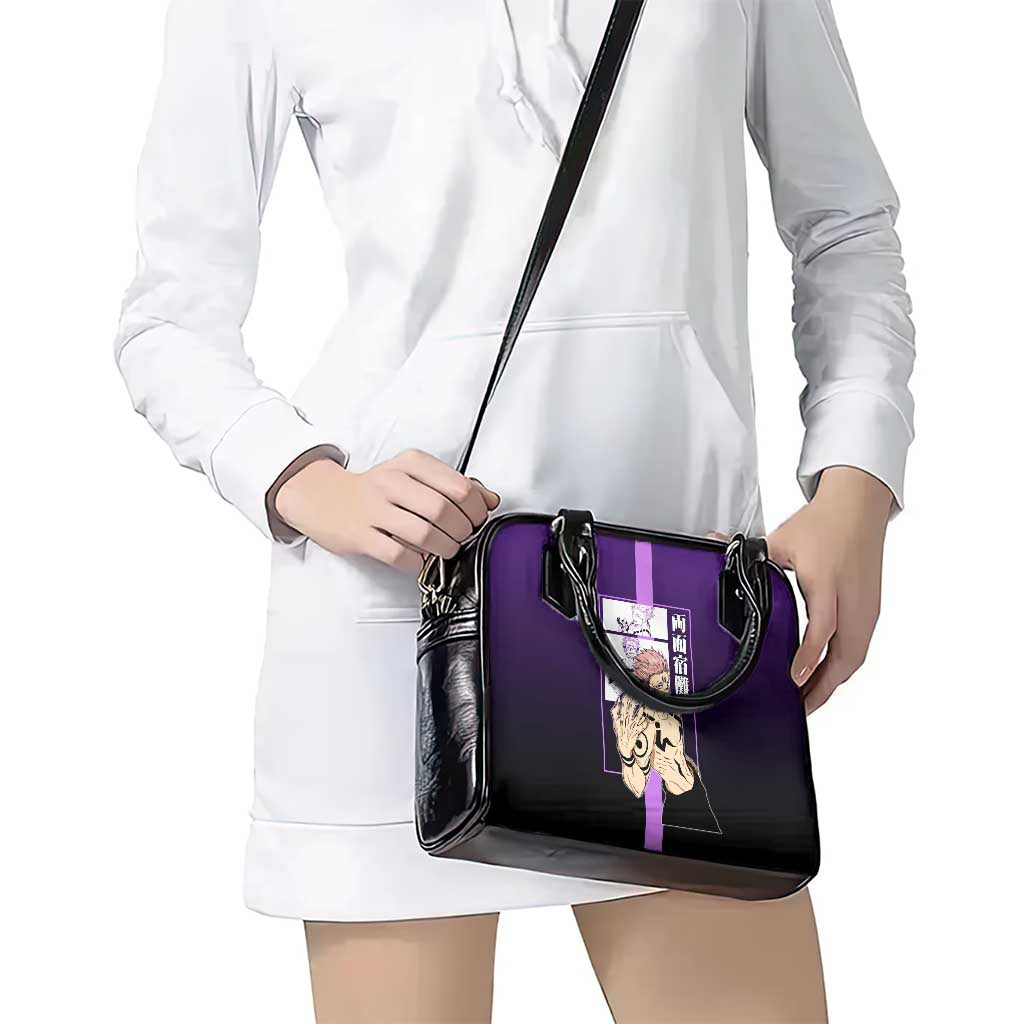 Ryomen Sukuna from Jujutsu Kaisen Shoulder Handbag with Purple Background and Multiple Poses Design - The Mazicc
