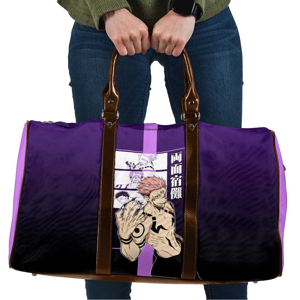 Ryomen Sukuna from Jujutsu Kaisen Travel Bag with Purple Background and Multiple Poses Design - The Mazicc