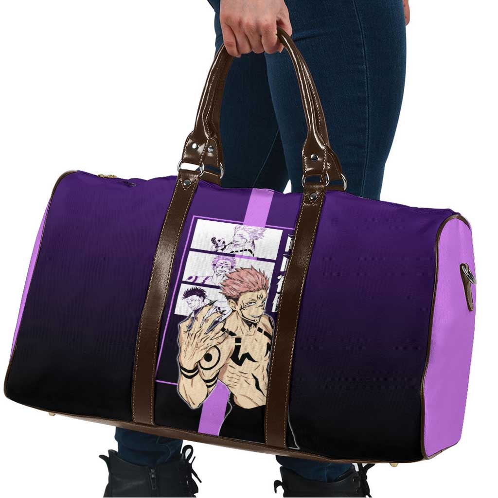 Ryomen Sukuna from Jujutsu Kaisen Travel Bag with Purple Background and Multiple Poses Design - The Mazicc