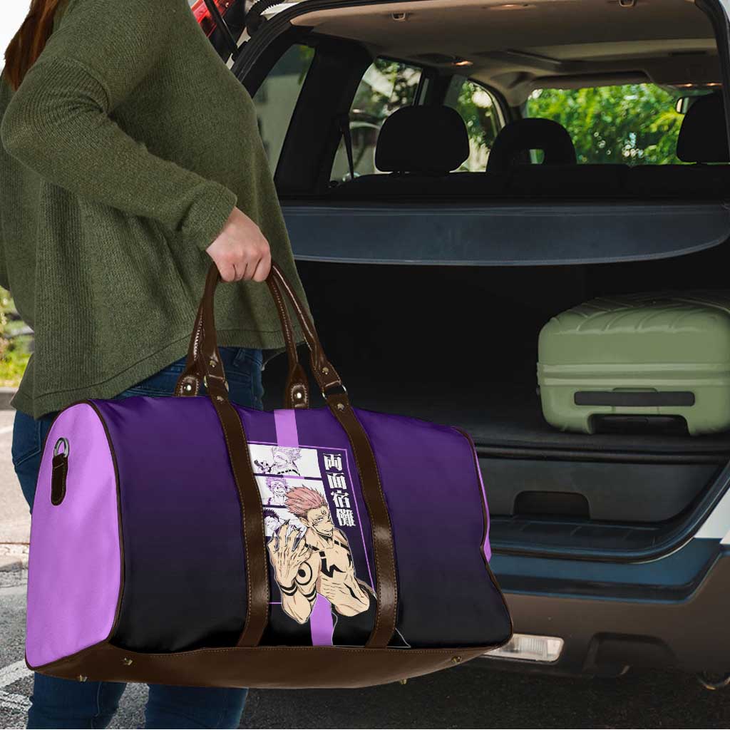 Ryomen Sukuna from Jujutsu Kaisen Travel Bag with Purple Background and Multiple Poses Design - The Mazicc