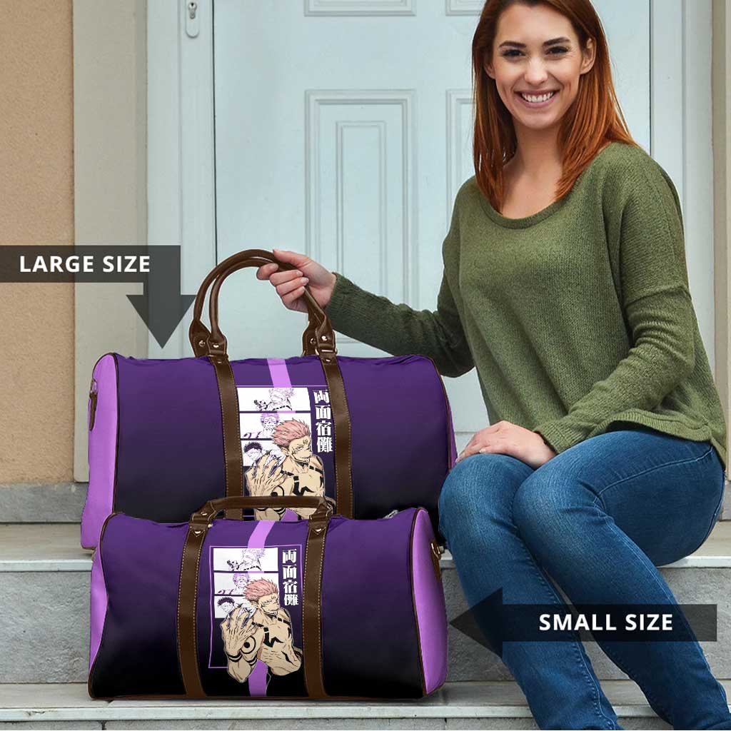 Ryomen Sukuna from Jujutsu Kaisen Travel Bag with Purple Background and Multiple Poses Design - The Mazicc