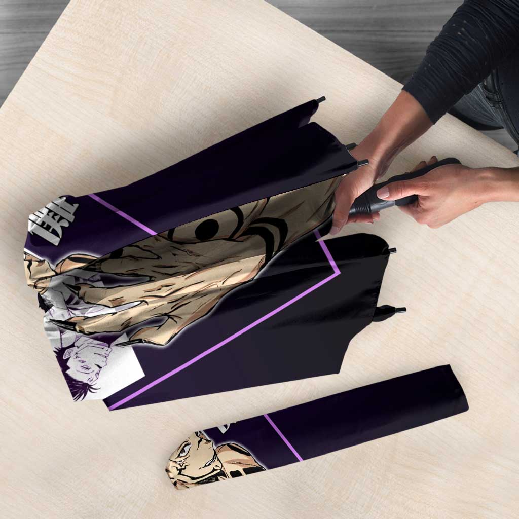 Ryomen Sukuna from Jujutsu Kaisen Umbrella with Purple Background and Multiple Poses Design - The Mazicc
