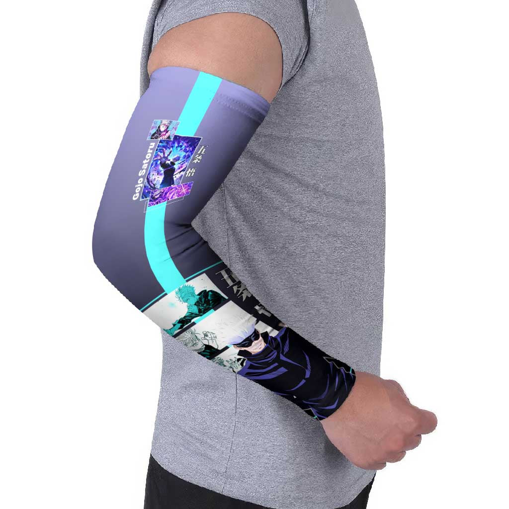 Satoru Gojo from Jujutsu Kaisen Arm Sleeves with Purple and Blue Background and Multiple Poses Design - The Mazicc