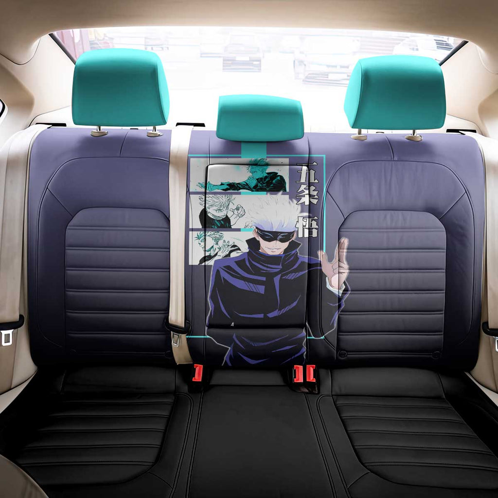 Satoru Gojo from Jujutsu Kaisen Back Car Seat Cover with Purple and Blue Background and Multiple Poses Design - The Mazicc
